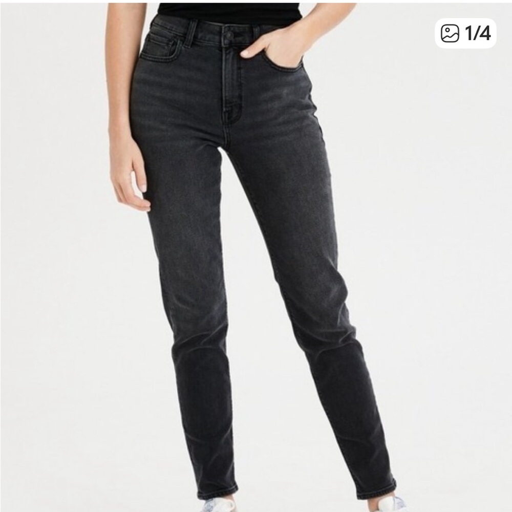 American Eagle Black Mom Jeans Cotton Blend 6 Regular